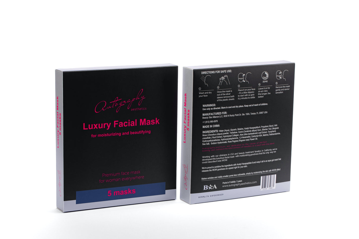 Autography Premium Facial Mask with Acetyl Hexapeptide-8, Hyaluronic Acid and Collagen